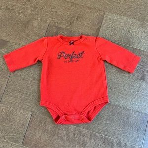 3/$10 CARTERS Baby girl red bodysuit 3m